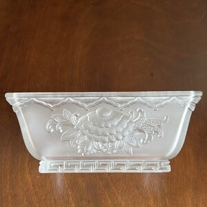 Vintage Verlys France Crystal Rectangular Chrysanthemum Frosted Bowl